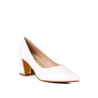 London Rag Zaila Women's Metallic Accent Block Heel Pumps