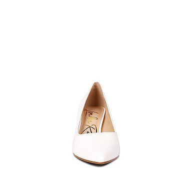 London Rag Zaila Women's Pointed Toe Metallic Accent Block Heel Pumps
