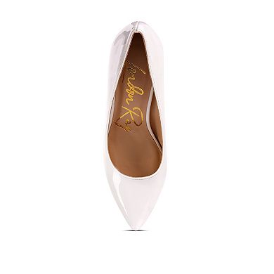 London Rag Zaila Women's Pointed Toe Metallic Accent Block Heel Pumps