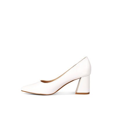London Rag Zaila Women's Pointed Toe Metallic Accent Block Heel Pumps
