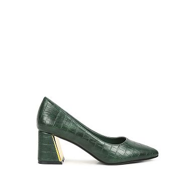 London Rag Emersyn Croc Women's Block Heel Pumps