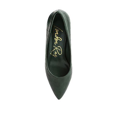 London Rag Emersyn Croc Women's Block Heel Pumps