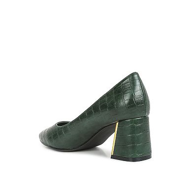 London Rag Emersyn Croc Women's Block Heel Pumps