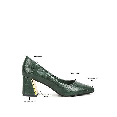London Rag Emersyn Croc Women's Block Heel Pumps