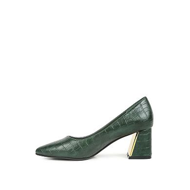 London Rag Emersyn Croc Women's Block Heel Pumps