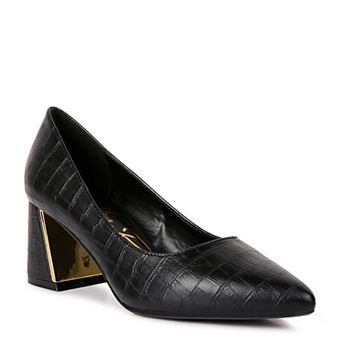 London Rag Emersyn Croc Women's Block Heel Pumps