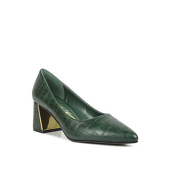 London Rag Emersyn Croc Women's Block Heel Pumps
