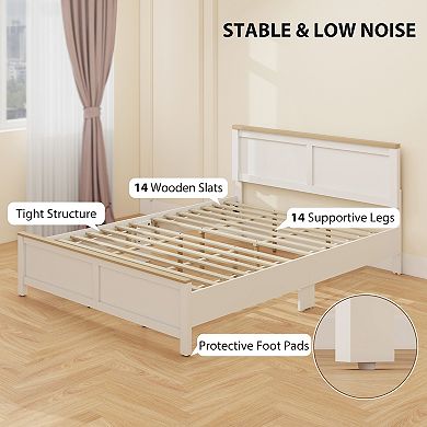 HOMCOM Queen Size Bed Frame with Headboard Modern Platform Bed Frame