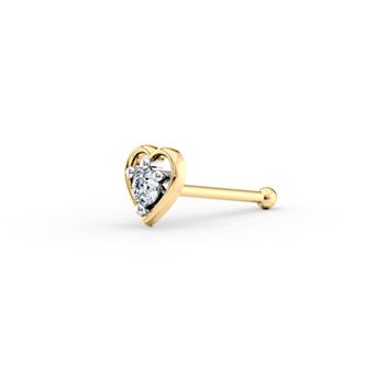 Lila Moon 14k Gold Lab-Grown Diamond Accent Heart Nose Stud