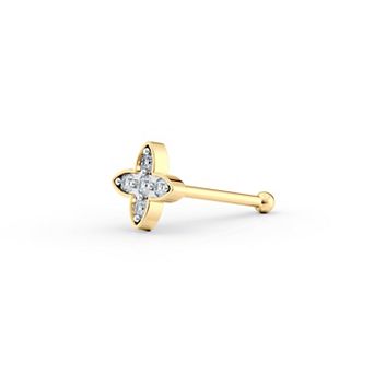 Lila Moon 14k Gold Lab-Grown Diamond Accent Flower Nose Stud