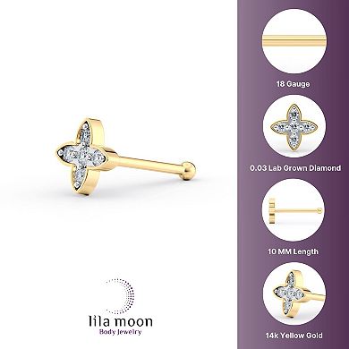 Lila Moon 14k Gold Lab-Grown Diamond Accent Flower Nose Stud