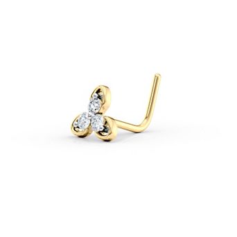Lila Moon 14k Gold Lab-Grown Diamond Accent Tri-Leaf Nose Stud