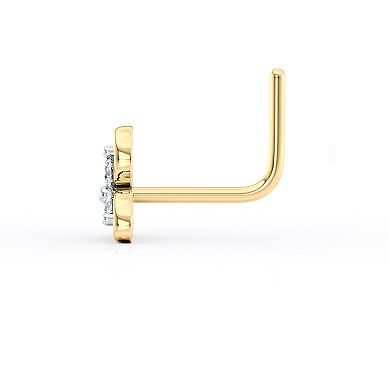 Lila Moon 14k Gold Lab-Grown Diamond Accent Tri-Leaf Nose Stud