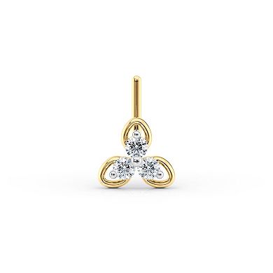 Lila Moon 14k Gold Lab-Grown Diamond Accent Tri-Leaf Nose Stud