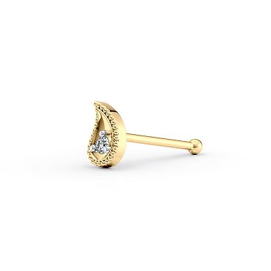 Lila Moon 14k Gold Lab-Grown Diamond Accent Teardrop Nose Stud