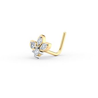 Lila Moon 14k Gold Lab-Grown Diamond Accent Lotus Nose Stud
