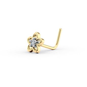 Lila Moon 14k Gold Lab-Grown Diamond Accent Flower Nose Stud