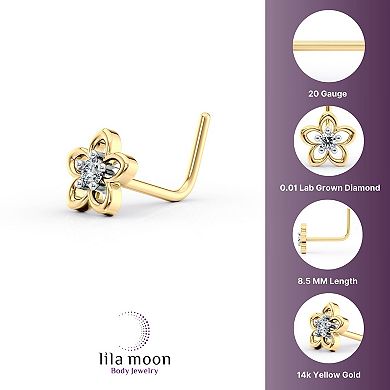 Lila Moon 14k Gold Lab-Grown Diamond Accent Flower Nose Stud