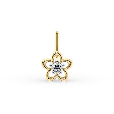 Lila Moon 14k Gold Lab-Grown Diamond Accent Flower Nose Stud
