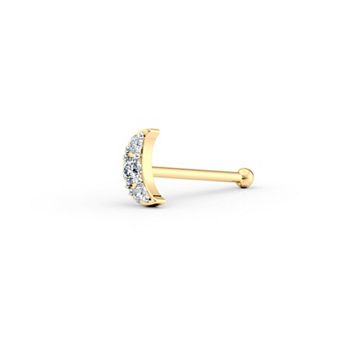 Lila Moon 14k Gold Lab-Grown Diamond Accent Moon Nose Stud