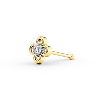 Lila Moon 14k Gold Lab-Grown Diamond Accent Clover Nose Stud