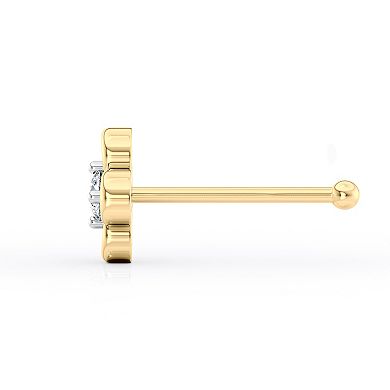 Lila Moon 14k Gold Lab-Grown Diamond Accent Clover Nose Stud