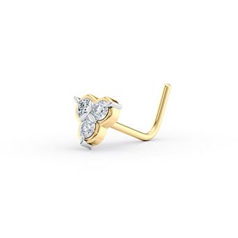 Lila Moon 14k Gold Lab-Grown Diamond Accent Trefoil Nose Stud
