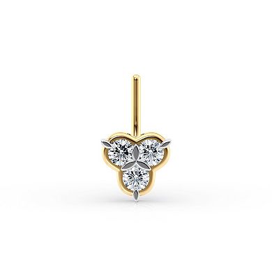 Lila Moon 14k Gold Lab-Grown Diamond Accent Trefoil Nose Stud