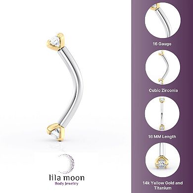 Lila Moon 14k Gold Cubic Zirconia Internally Threaded Belly Ring