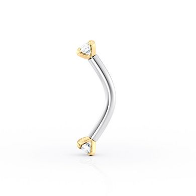 Lila Moon 14k Gold Cubic Zirconia Internally Threaded Belly Ring