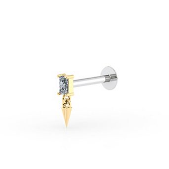 Lila Moon 14k Gold Cubic Zirconia Internally Threaded Labret Ring