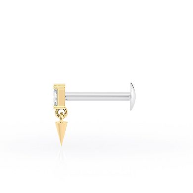 Lila Moon 14k Gold Cubic Zirconia Internally Threaded Labret Ring