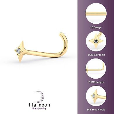 Lila Moon 14k Gold Cubic Zirconia Star Curved Nose Ring