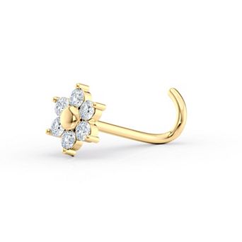 Lila Moon 14k Gold Cubic Zirconia Flower Curved Nose Ring