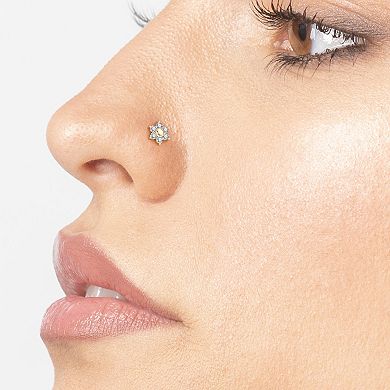 Lila Moon 14k Gold Cubic Zirconia Flower Curved Nose Ring