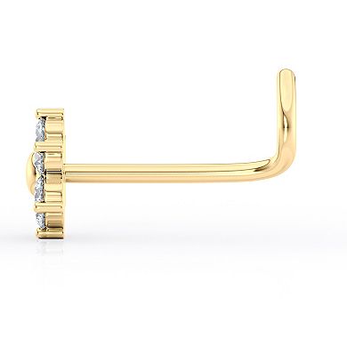 Lila Moon 14k Gold Cubic Zirconia Flower Curved Nose Ring