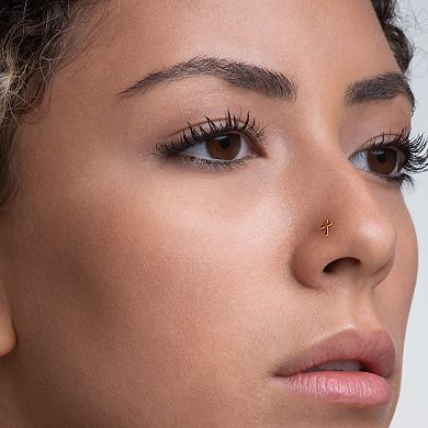 Lila Moon 14k Gold Internally Threaded Cross Micro Labret Pin