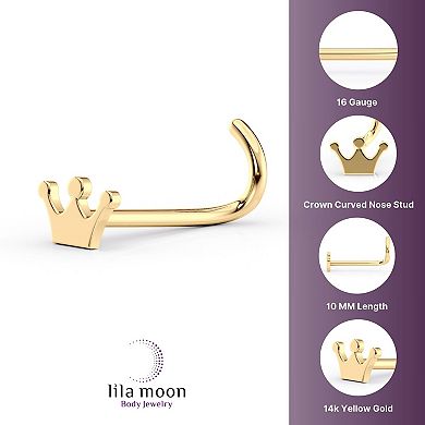 Lila Moon 14k Gold Crown Curved Nose Stud
