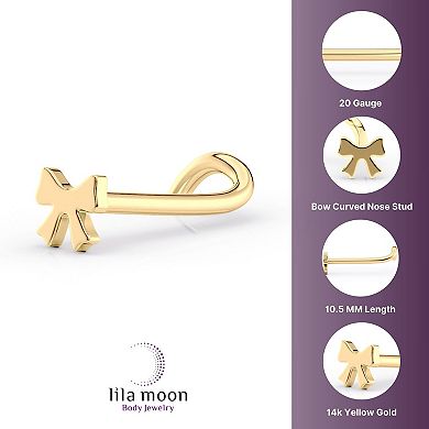Lila Moon 14k Gold Bow Curved Nose Stud