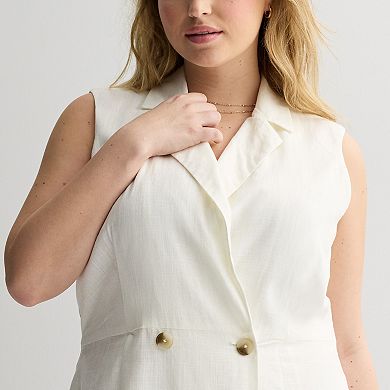 Juniors' Plus Size SO® Linen Suiting Romper