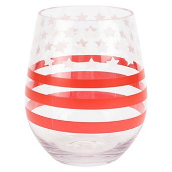 Americana Stars and Stripes Stemless Wine Glass