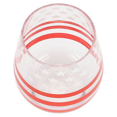 Americana Stars and Stripes Stemless Wine Glass
