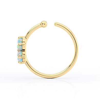 Lila Moon 14k Gold Lab-Created Gemstone Flower Hoop Nose Ring