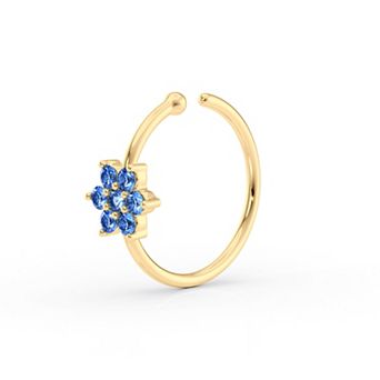 Lila Moon 14k Gold Lab-Created Gemstone Flower Hoop Nose Ring