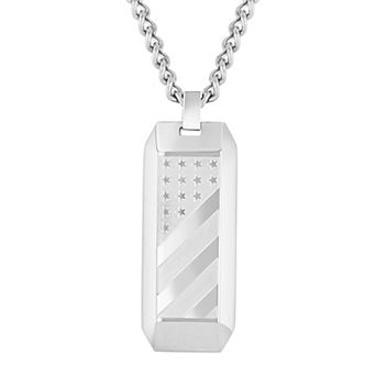 Steel Nation Men's Stainless Steel Stars & Stripes Pendant Necklace