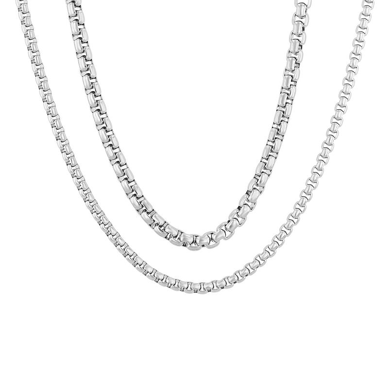 Steel Nation Men's Stainless Steel Polished Double Layer Chain Necklace