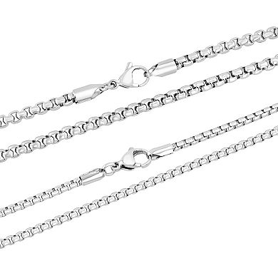Steel Nation Men's Stainless Steel Polished Double Layer Chain Necklace
