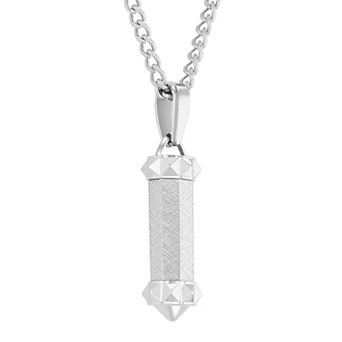 Steel Nation Men's Textured Bar Stainless Steel Pendant Necklace