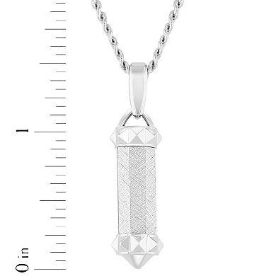 Steel Nation Men's Textured Bar Stainless Steel Pendant Necklace