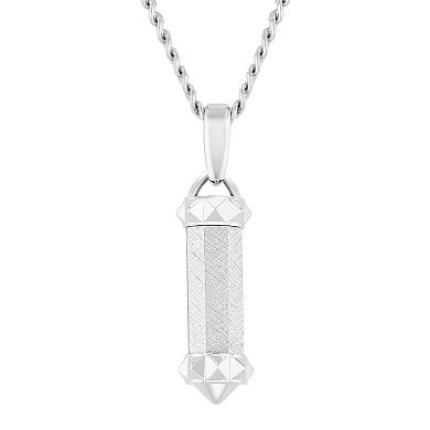 Steel Nation Men's Textured Bar Stainless Steel Pendant Necklace